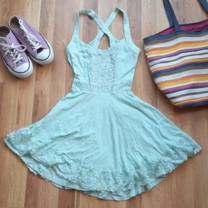 Hollister Lace Mint Green Backless Sun Dress